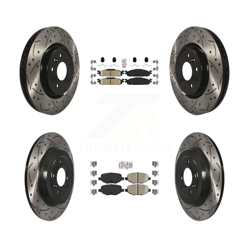 Front Rear Ceramic Pad Drilled Slot Brake Rotor Kit For Ford Explorer Flex Taurus Lincoln KDA-101375