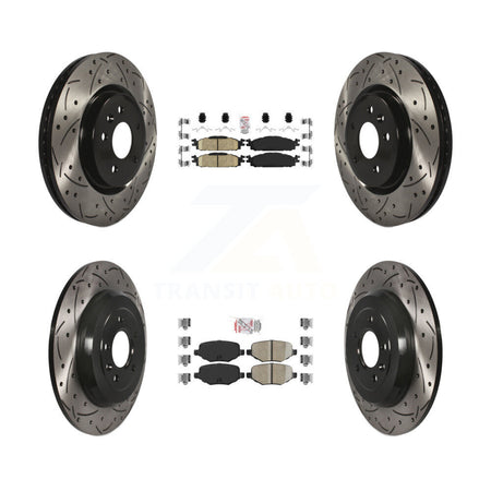 Front Rear Ceramic Pad Drilled Slot Brake Rotor Kit For Ford Explorer Flex Taurus Lincoln KDA-101375