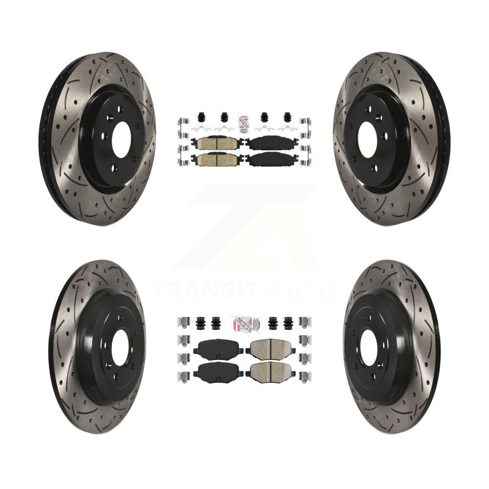 Front Rear Ceramic Pad Drilled Slot Brake Rotor Kit For Ford Explorer Flex Taurus Lincoln KDA-101377