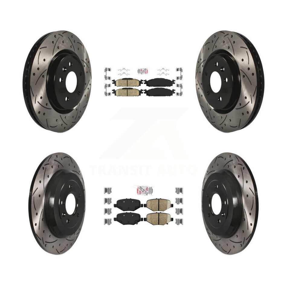 Front Rear Ceramic Pad Drill Slot Brake Rotors Kit For 15 Ford Explorer Limited/Sport/XLT KDA-101386