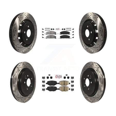 Front Rear Semi-Metallic Pad Drill Slot Brake Rotor Kit For Ford Explorer Flex Taurus MKS KDA-101391