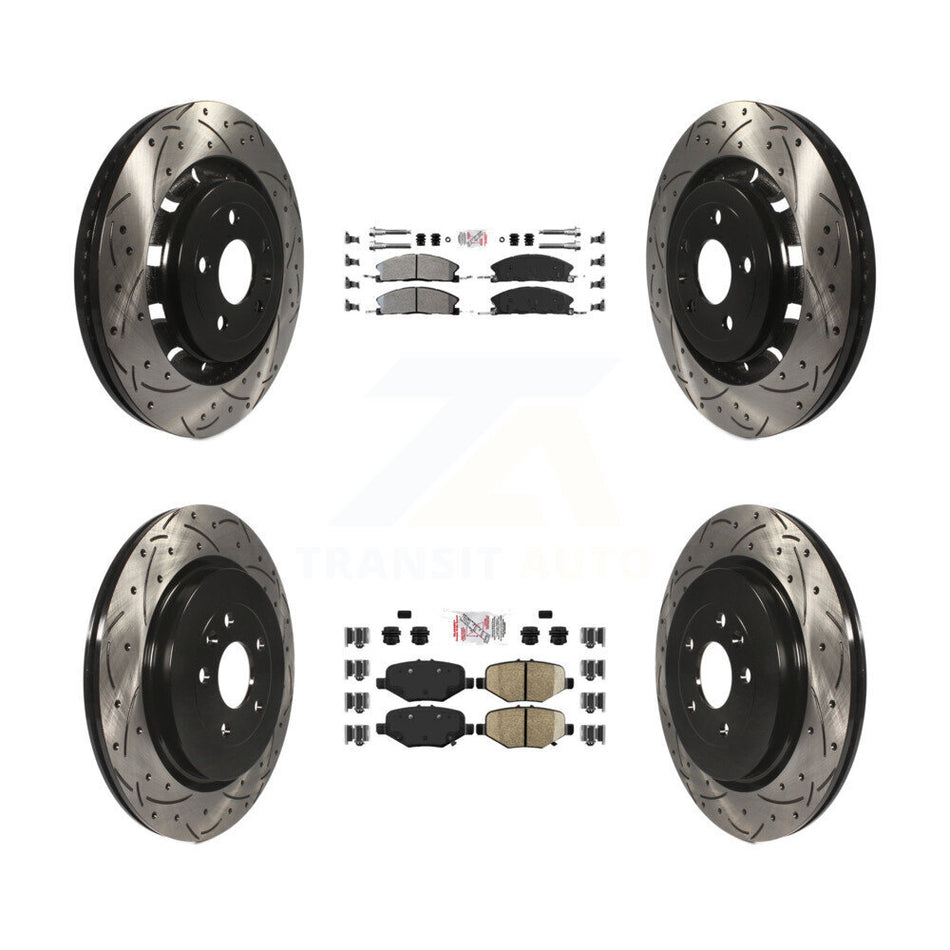 Front Rear Semi-Metallic Pad Drill Slot Brake Rotor Kit For Ford Explorer Flex Taurus MKS KDA-101391