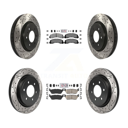 Front Semi-Metallic Rear Ceramic Pad Drill Slot Brake Rotor Kit For Ford F-150 Expedition KDA-101392