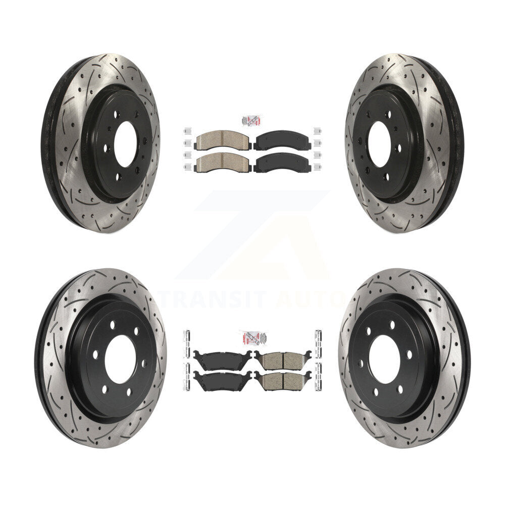 Front Rear Ceramic Pad Drill Slot Disc Brake Rotors Kit For Ford F-150 Expedition Lincoln KDA-101395