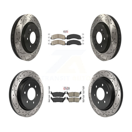 Front Rear Ceramic Pad Drill Slot Disc Brake Rotors Kit For Ford F-150 Expedition Lincoln KDA-101395