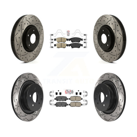 Front Rear Ceramic Pad Coated Drilled Slot Disc Brake Rotors Kit For INFINITI G37 G35 Q60 KDA-101399