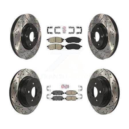 Front Semi-Metallic Rear Ceramic Pad Drill Slot Brake Rotor Kit For INFINITI EX35 M35 M45 KDA-101401