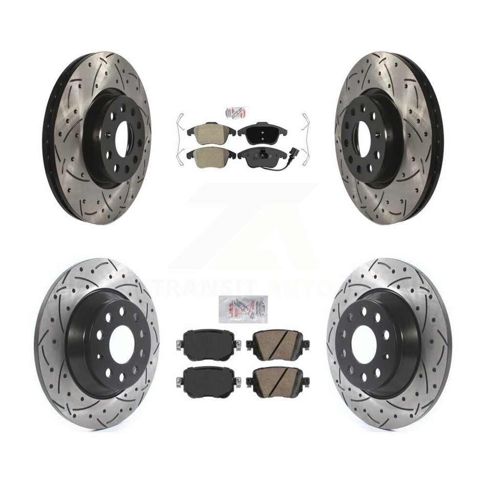 Front Semi-Metallic Rear Ceramic Pad Drill Slot Disc Brake Rotors Kit For Audi Q3 Quattro KDA-101407