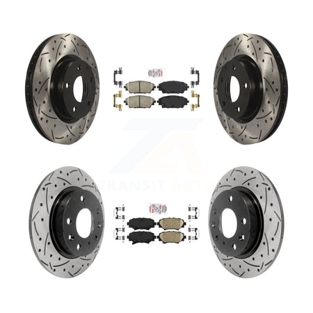 Front Rear Ceramic Pad And Coated Drilled Slotted Disc Brake Rotors Kit For Mazda 3 Sport KDA-101411