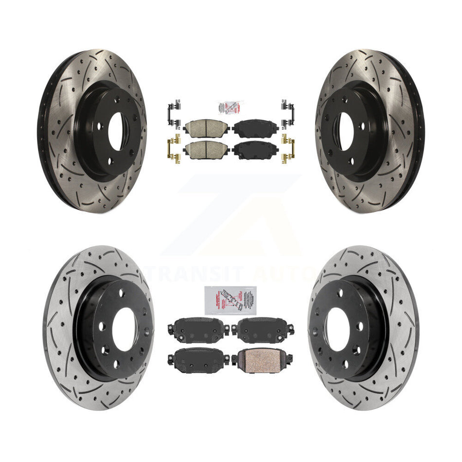 Front Rear Ceramic Pad Coat Drill Slot Disc Brake Rotors Kit For 2019-2022 Mazda CX-3 AWD KDA-101414