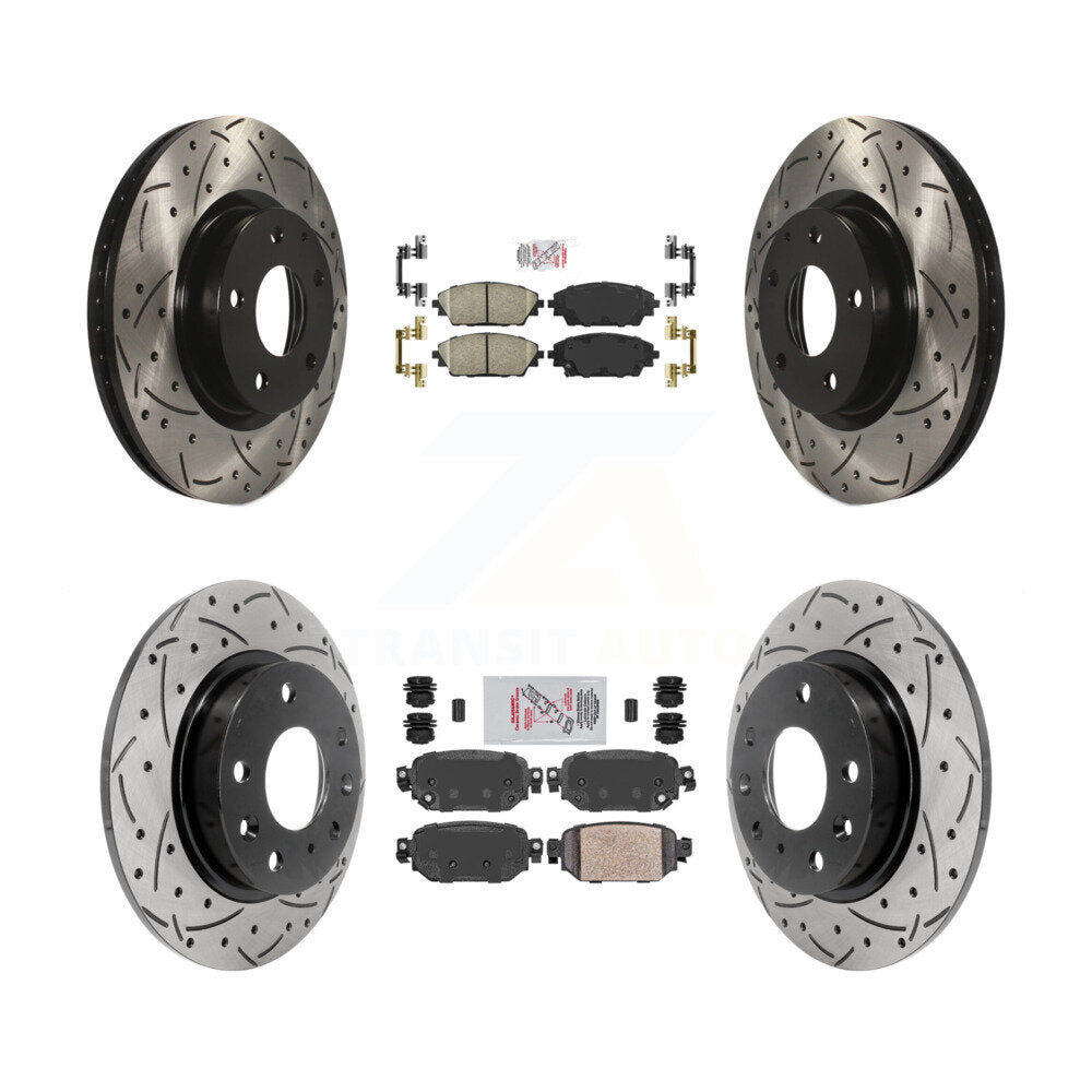 Front Rear Ceramic Pad Coat Drill Slot Disc Brake Rotors Kit For 2019-2022 Mazda CX-3 AWD KDA-101415