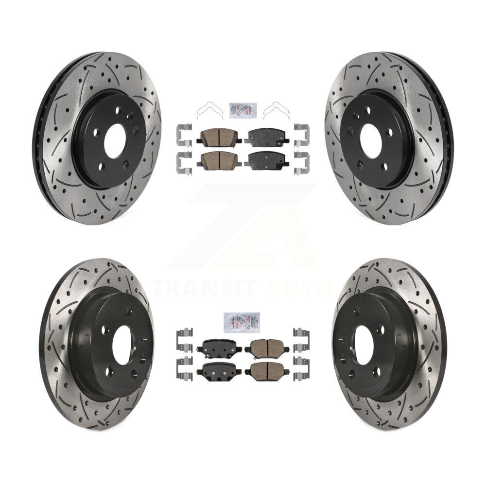 Front Rear Ceramic Pad Drilled Slot Disc Brake Rotors Kit For Buick Encore Chevrolet Trax KDA-101416