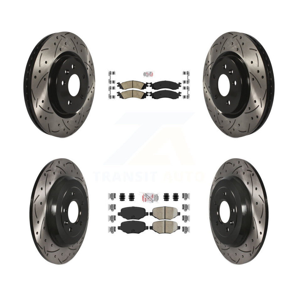 Front Rear Ceramic Pad Coat Drill Slot Disc Brake Rotor Kit For 2010-2012 Ford Taurus SHO KDA-101421