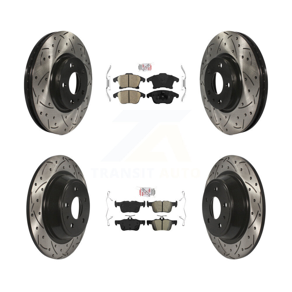 Front Ceramic Rear Semi-Metallic Pad Drilled Slot Brake Rotor Kit For Ford Fusion Lincoln KDA-101432