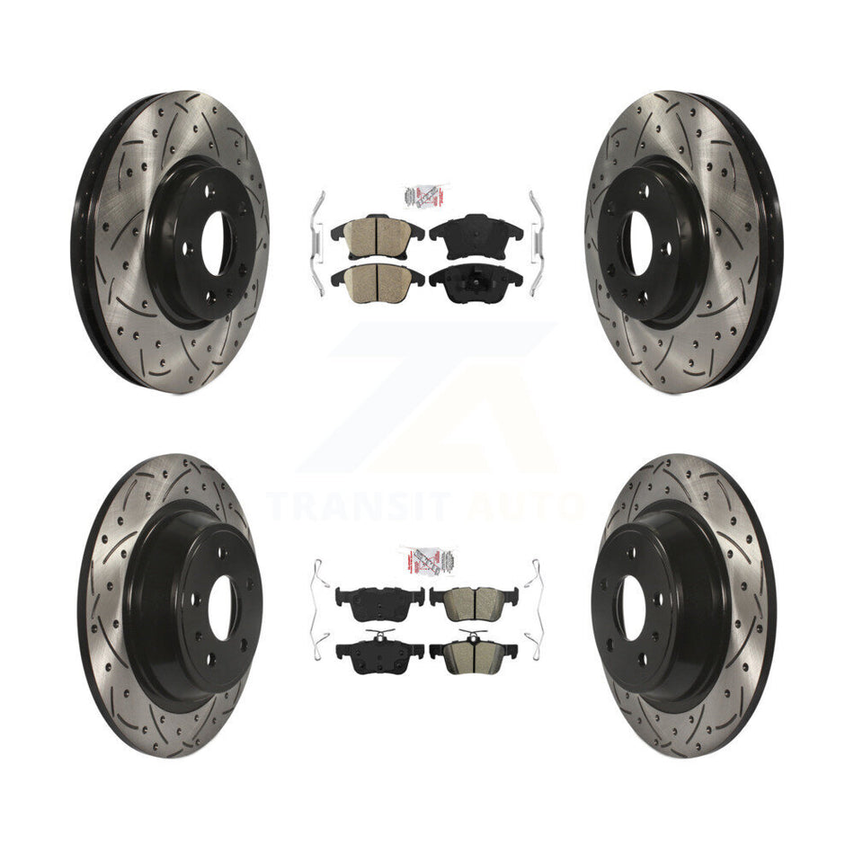 Front Ceramic Rear Semi-Metallic Pad Drilled Slot Brake Rotor Kit For Ford Fusion Lincoln KDA-101432