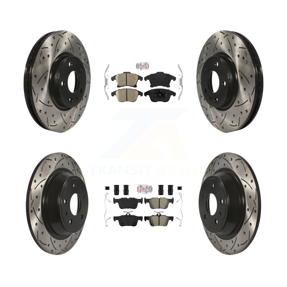 Front Ceramic Rear Semi-Metallic Pad Drilled Slot Brake Rotor Kit For Ford Fusion Lincoln KDA-101433