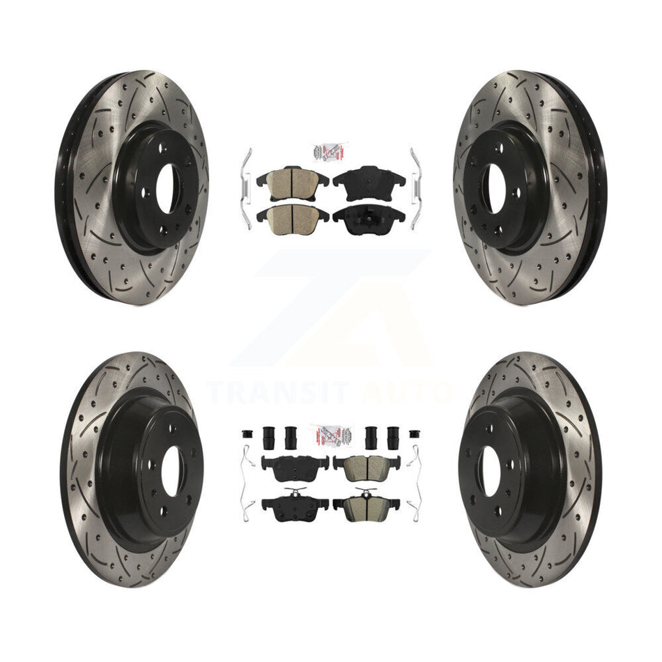 Front Ceramic Rear Semi-Metallic Pad Drilled Slot Brake Rotor Kit For Ford Fusion Lincoln KDA-101433