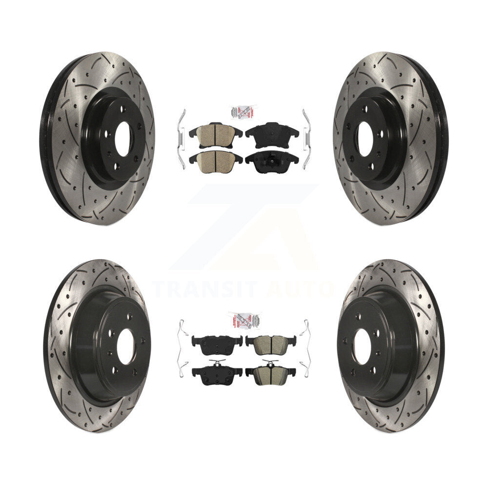Front Ceramic Rear Semi-Metallic Pad Drilled Slot Brake Rotor Kit For Ford Fusion Lincoln KDA-101434
