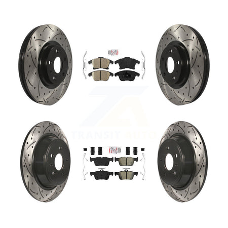 Front Ceramic Rear Semi-Metallic Pad Drilled Slot Brake Rotor Kit For Ford Fusion Lincoln KDA-101435