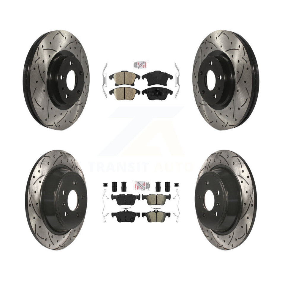 Front Ceramic Rear Semi-Metallic Pad Drilled Slot Brake Rotor Kit For Ford Fusion Lincoln KDA-101435
