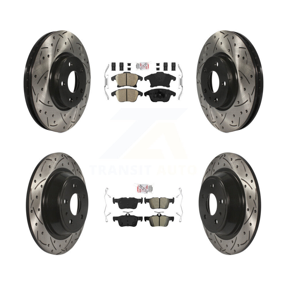 Front Ceramic Rear Semi-Metallic Pad Drilled Slot Brake Rotor Kit For Ford Fusion Lincoln KDA-101436