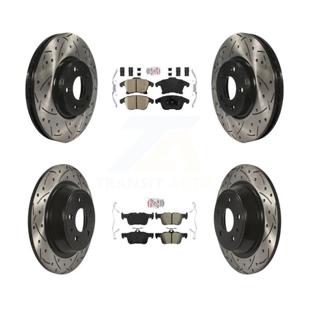 Front Ceramic Rear Semi-Metallic Pad Drilled Slot Brake Rotor Kit For Ford Fusion Lincoln KDA-101436