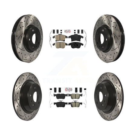 Front Ceramic Rear Semi-Metallic Pad Drilled Slot Brake Rotor Kit For Ford Fusion Lincoln KDA-101437
