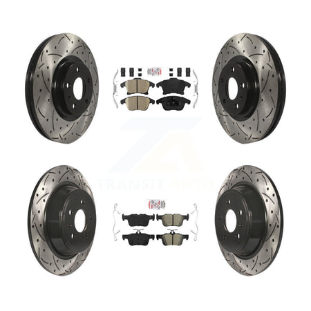 Front Ceramic Rear Semi-Metallic Pad Drilled Slot Brake Rotor Kit For Ford Fusion Lincoln KDA-101438
