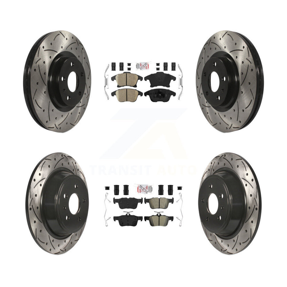 Front Ceramic Rear Semi-Metallic Pad Drilled Slot Brake Rotor Kit For Ford Fusion Lincoln KDA-101439