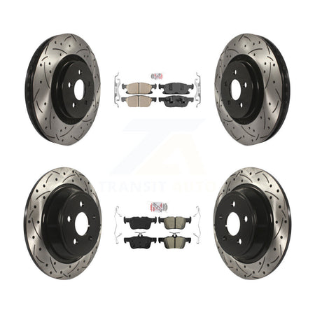 Front Ceramic Rear Semi-Metallic Pad Drilled Slot Brake Rotor Kit For Ford Fusion Lincoln KDA-101444