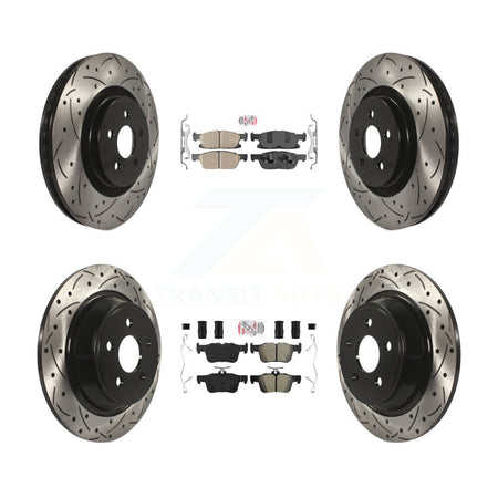 Front Ceramic Rear Semi-Metallic Pad Drilled Slot Brake Rotor Kit For Ford Fusion Lincoln KDA-101445