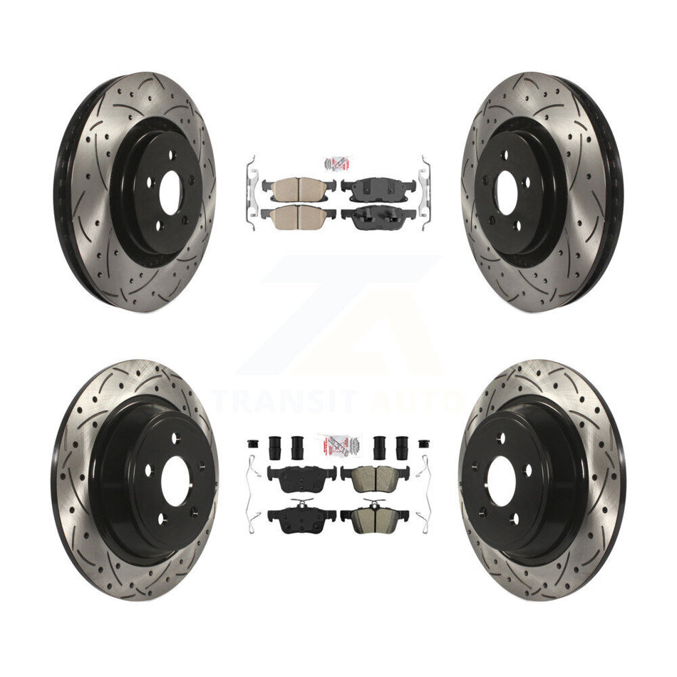 Front Ceramic Rear Semi-Metallic Pad Drilled Slot Brake Rotor Kit For Ford Fusion Lincoln KDA-101445