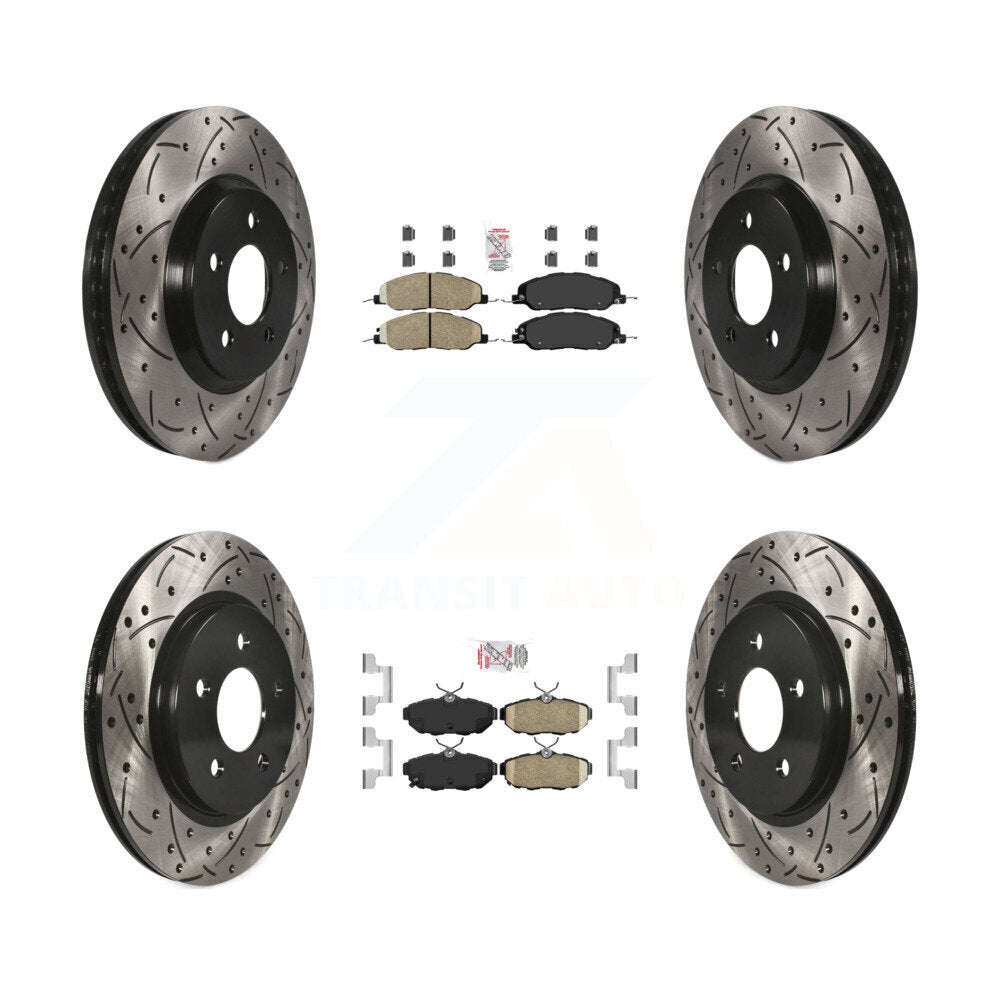 Front Rear Ceramic Pads And Coated Drilled Slotted Disc Brake Rotors Kit For Ford Mustang KDA-101452