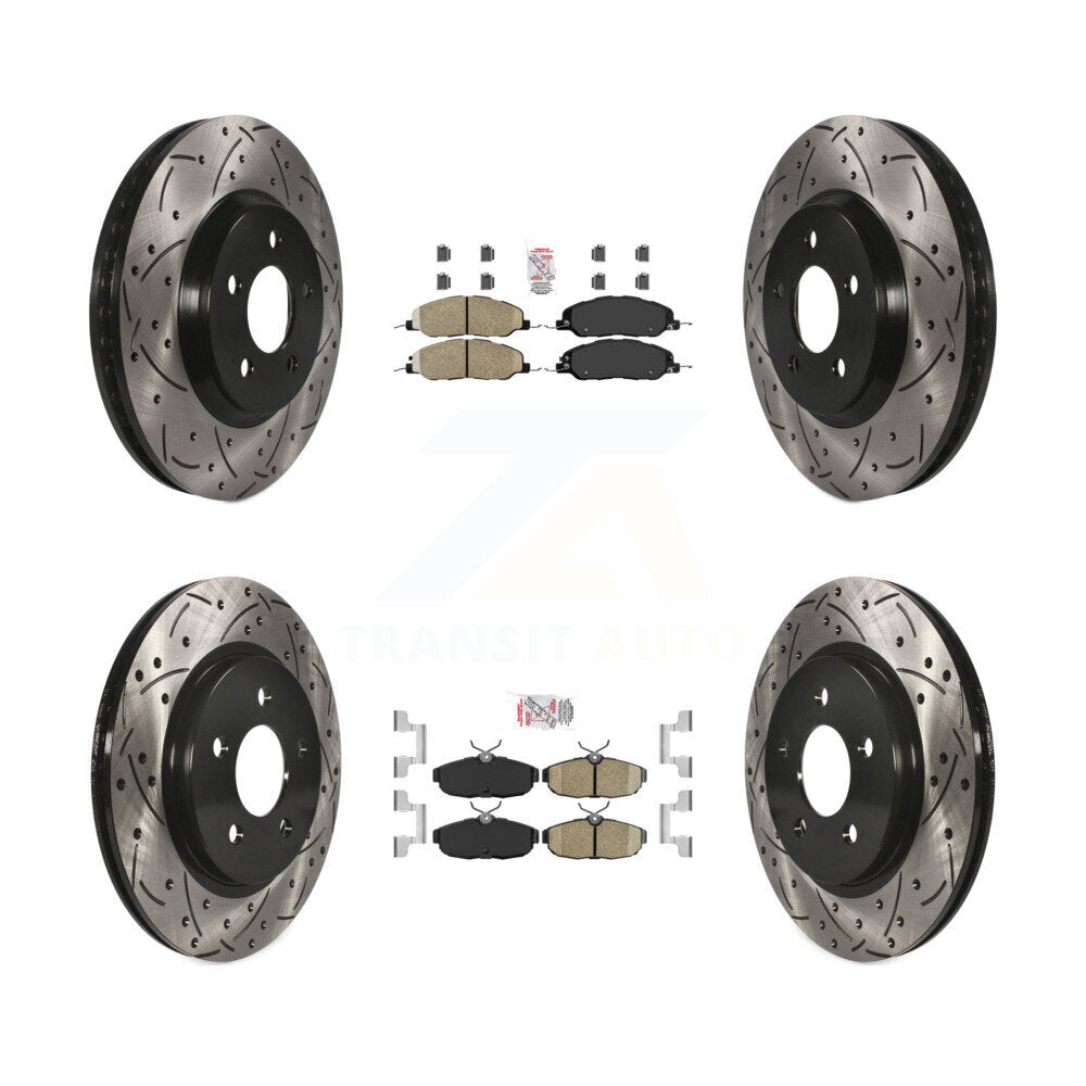 Front Rear Ceramic Pads And Coated Drilled Slotted Disc Brake Rotors Kit For Ford Mustang KDA-101458