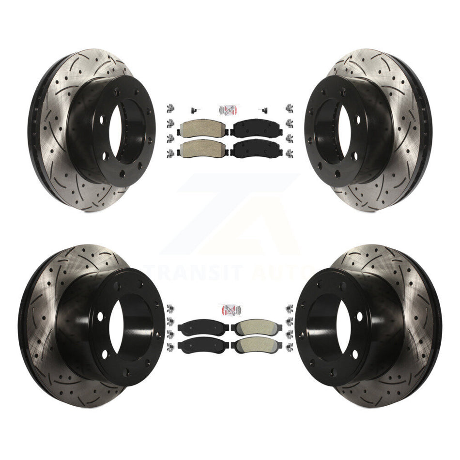 Front Rear Semi-Metallic Pad Drilled Slot Brake Rotor Kit For Ford F-250 Super Duty F-350 KDA-101459