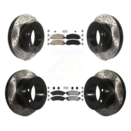 Front Rear Semi-Metallic Pad Drilled Slot Brake Rotor Kit For Ford F-250 Super Duty F-350 KDA-101460