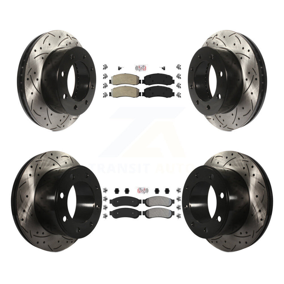 Front Rear Semi-Metallic Pad Drilled Slot Brake Rotor Kit For Ford F-250 Super Duty F-350 KDA-101460