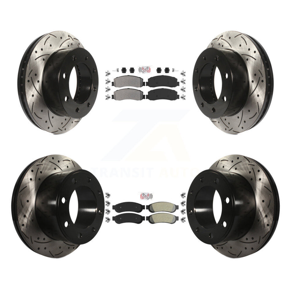 Front Rear Semi-Metallic Pad Drilled Slot Brake Rotor Kit For Ford F-250 Super Duty F-350 KDA-101461