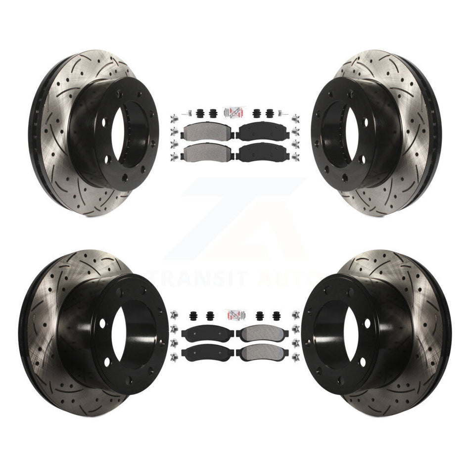 Front Rear Semi-Metallic Pad Drilled Slot Brake Rotor Kit For Ford F-250 Super Duty F-350 KDA-101462