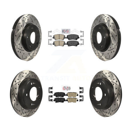 Front Rear Ceramic Pad Drilled Slot Brake Rotor Kit For Hyundai Elantra GT Kia Forte Koup KDA-101467