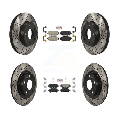 Front Rear Ceramic Pad Coat Drill Slot Disc Brake Rotors Kit For 2016-2018 Mazda CX-3 FWD KDA-101470