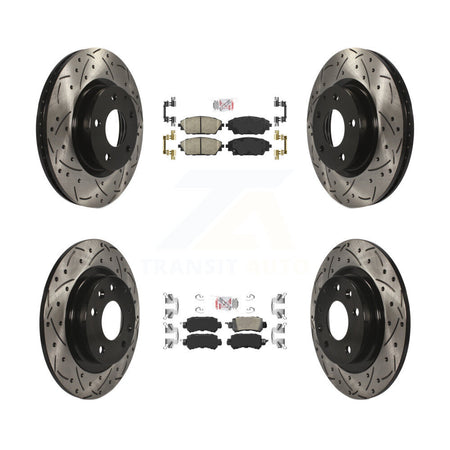 Front Rear Ceramic Pad Coat Drill Slot Disc Brake Rotors Kit For 2016-2018 Mazda CX-3 AWD KDA-101472