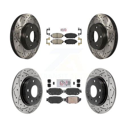 Front Rear Ceramic Pad Coat Drill Slot Disc Brake Rotors Kit For 2019-2022 Mazda CX-3 FWD KDA-101474