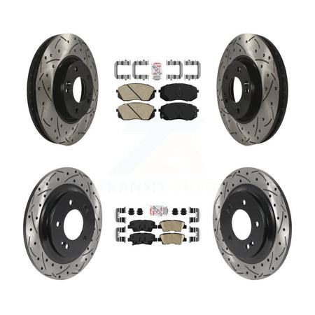 Front Rear Ceramic Pads And Coated Drilled Slotted Disc Brake Rotors Kit For Kia Soul EV KDA-101486