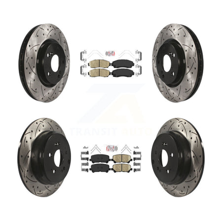 Front Rear Ceramic Pad Coated Drill Slot Disc Brake Rotor Kit For 2011-2014 Honda Odyssey KDA-101500