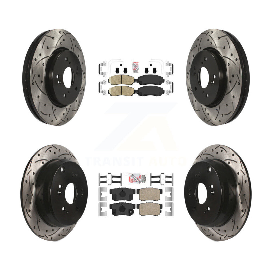 Front Rear Ceramic Pads And Coated Drilled Slotted Disc Brake Rotors Kit For Acura RDX KDA-101502