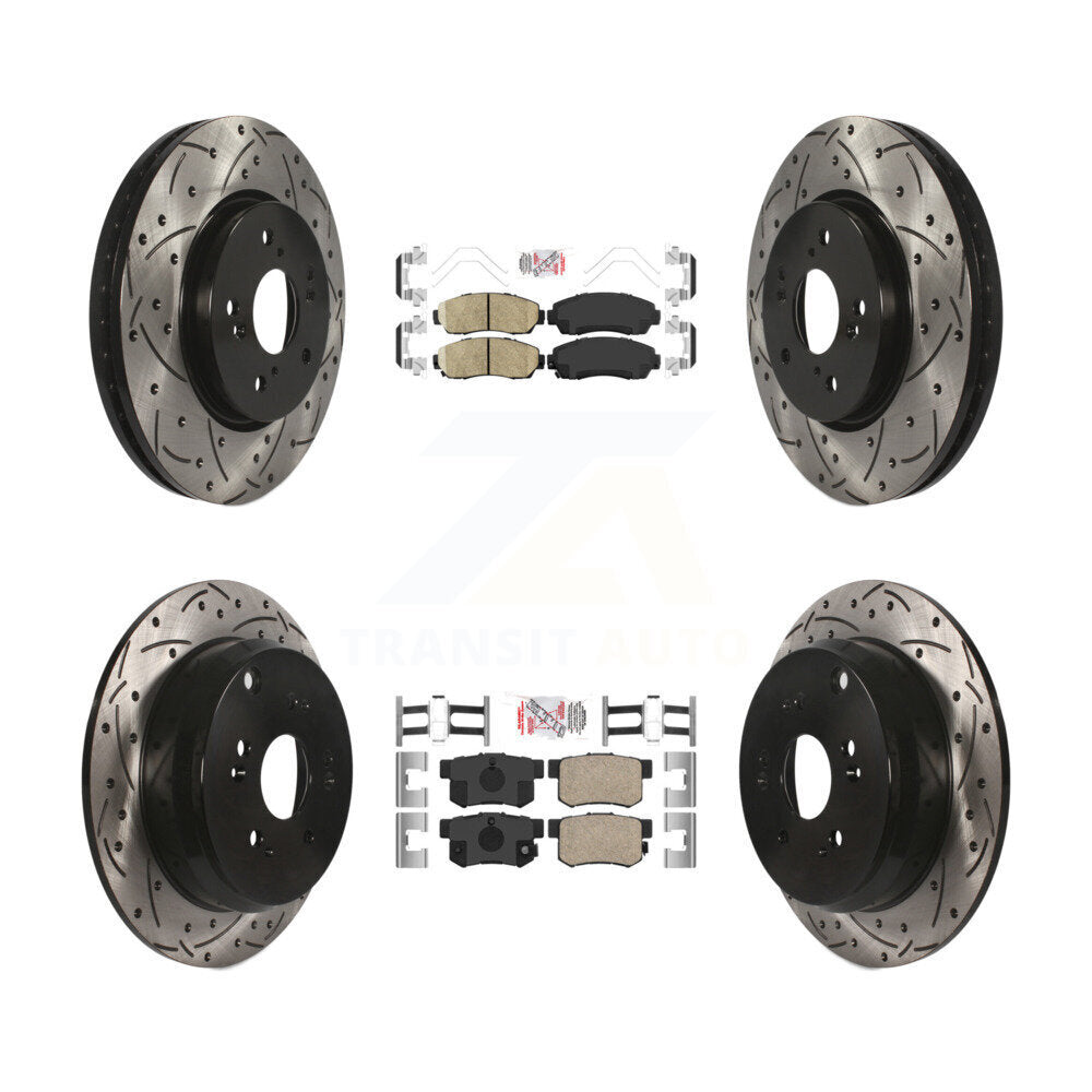 Front Rear Ceramic Pads And Coated Drilled Slotted Disc Brake Rotors Kit For Acura RDX KDA-101503