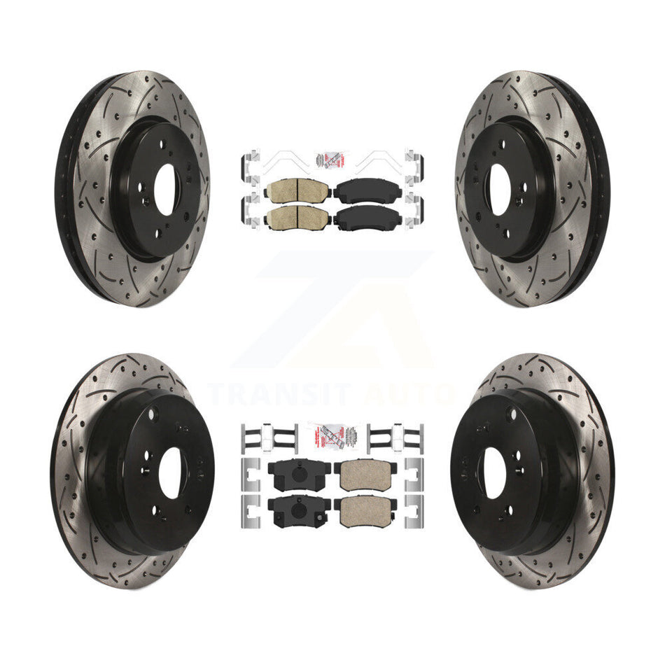 Front Rear Ceramic Pads And Coated Drilled Slotted Disc Brake Rotors Kit For Acura RDX KDA-101503