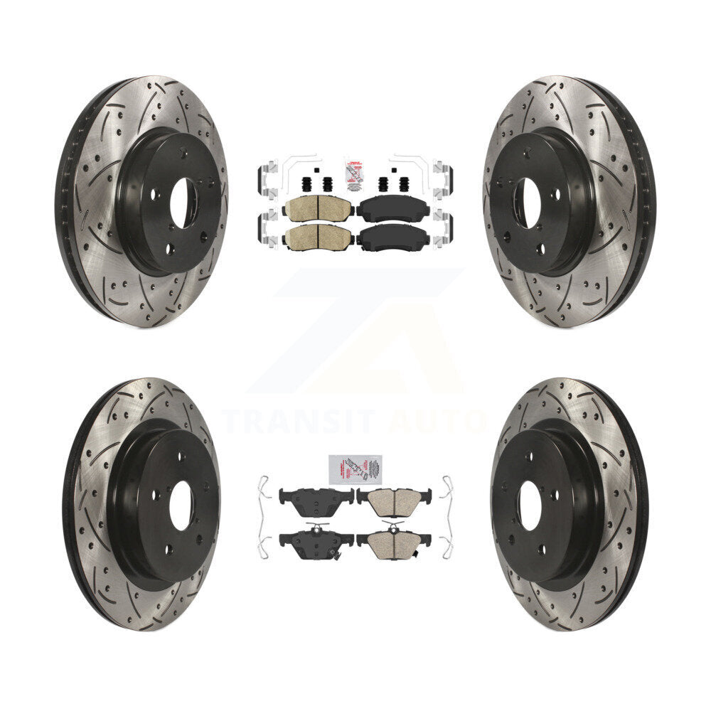 Front Rear Ceramic Pad Drilled Slot Disc Brake Rotor Kit For 2016-2019 Subaru Legacy 2.5L KDA-101508