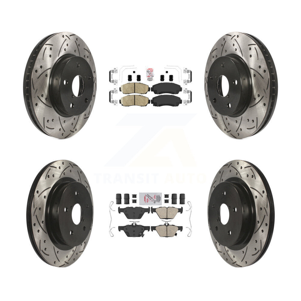 Front Rear Ceramic Pad Drilled Slot Disc Brake Rotor Kit For 2016-2019 Subaru Legacy 2.5L KDA-101509